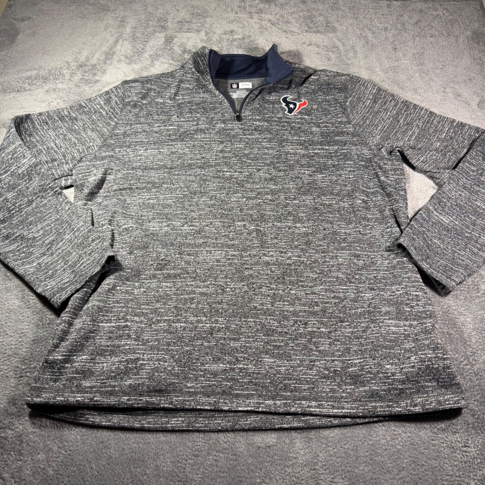 NFL Team Apparel Houston Texans Mens XL Grey Space Dye Quarter Zip Pullover